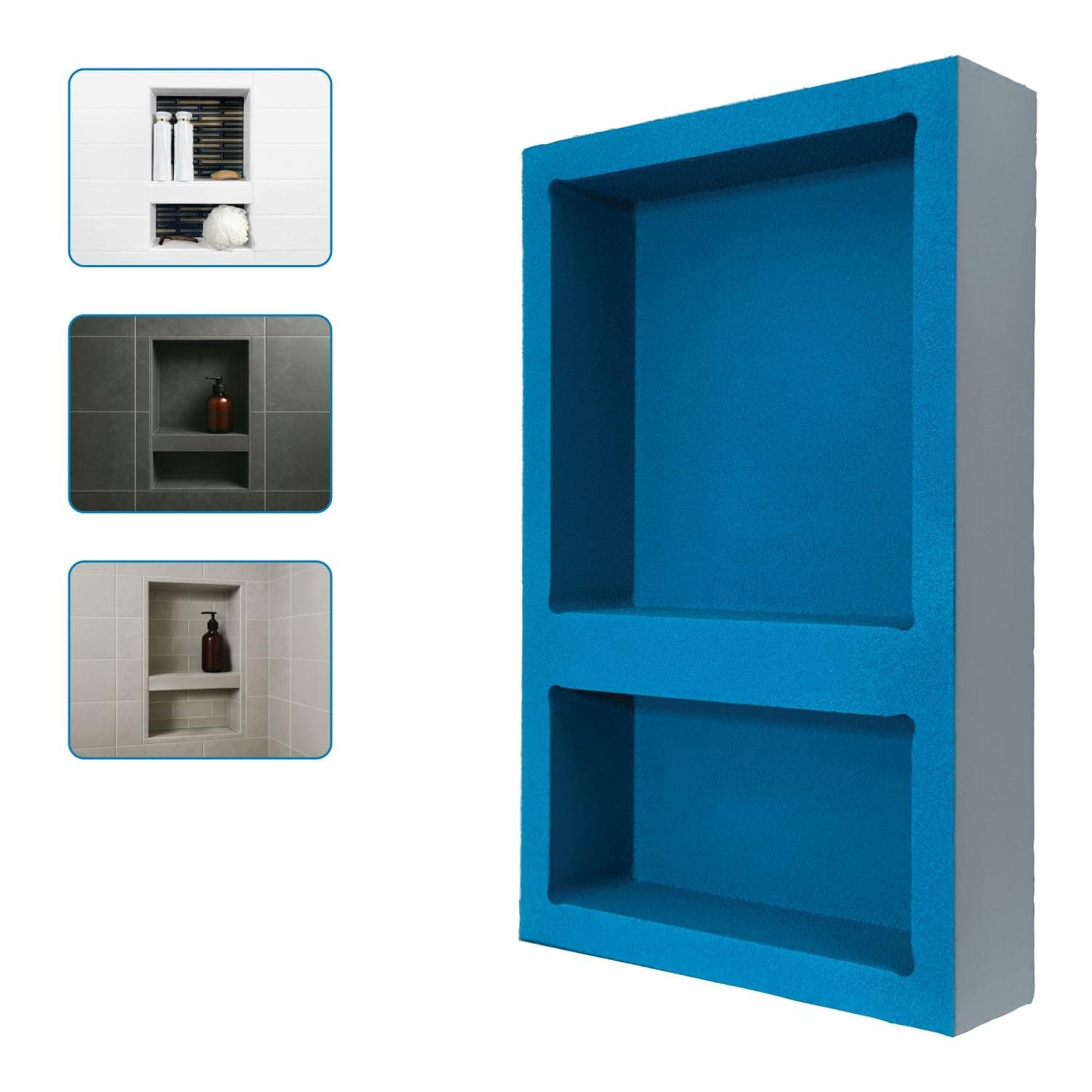 Noble 304 Preformed 12" x 12" + 6" x 12" ID Shower Niche, Tub, Caddy, Modern Bathroom Storage Solution, Built-in Shelf, Water-Resistant, Easy Install Ideal for Toiletries Shampoo Shower Accessories