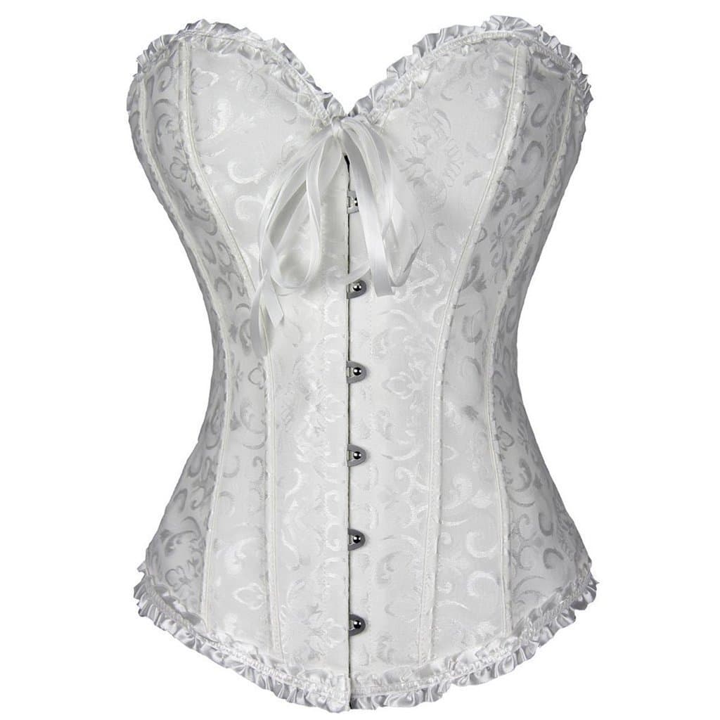 Women Lace Up Stain Waist Trainer Corset Boned Bustier Waist Cincher
