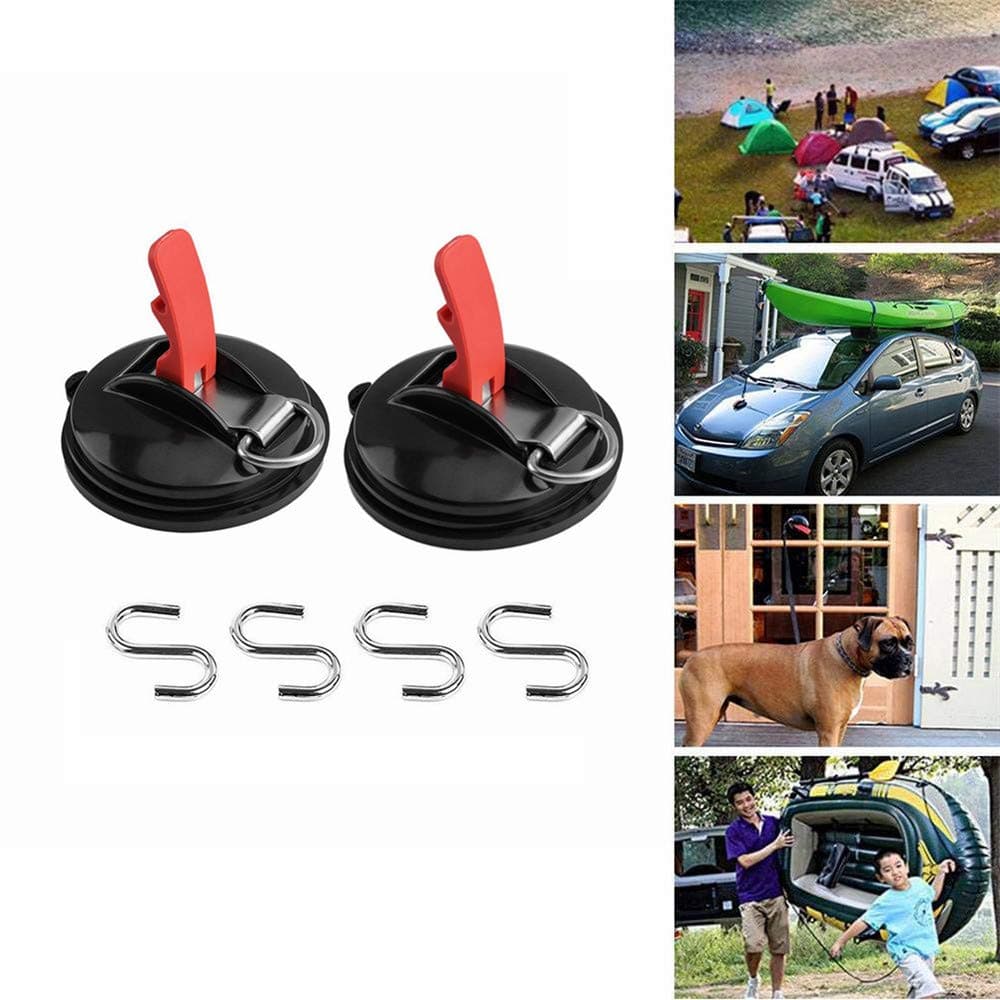 2pcs Heavy Duty Suction Cup Anchor with Securing Hook Multifunctional Car Tensioner for Tie Down Luggage Tarps Tents, Camping Car Van Truck Boat