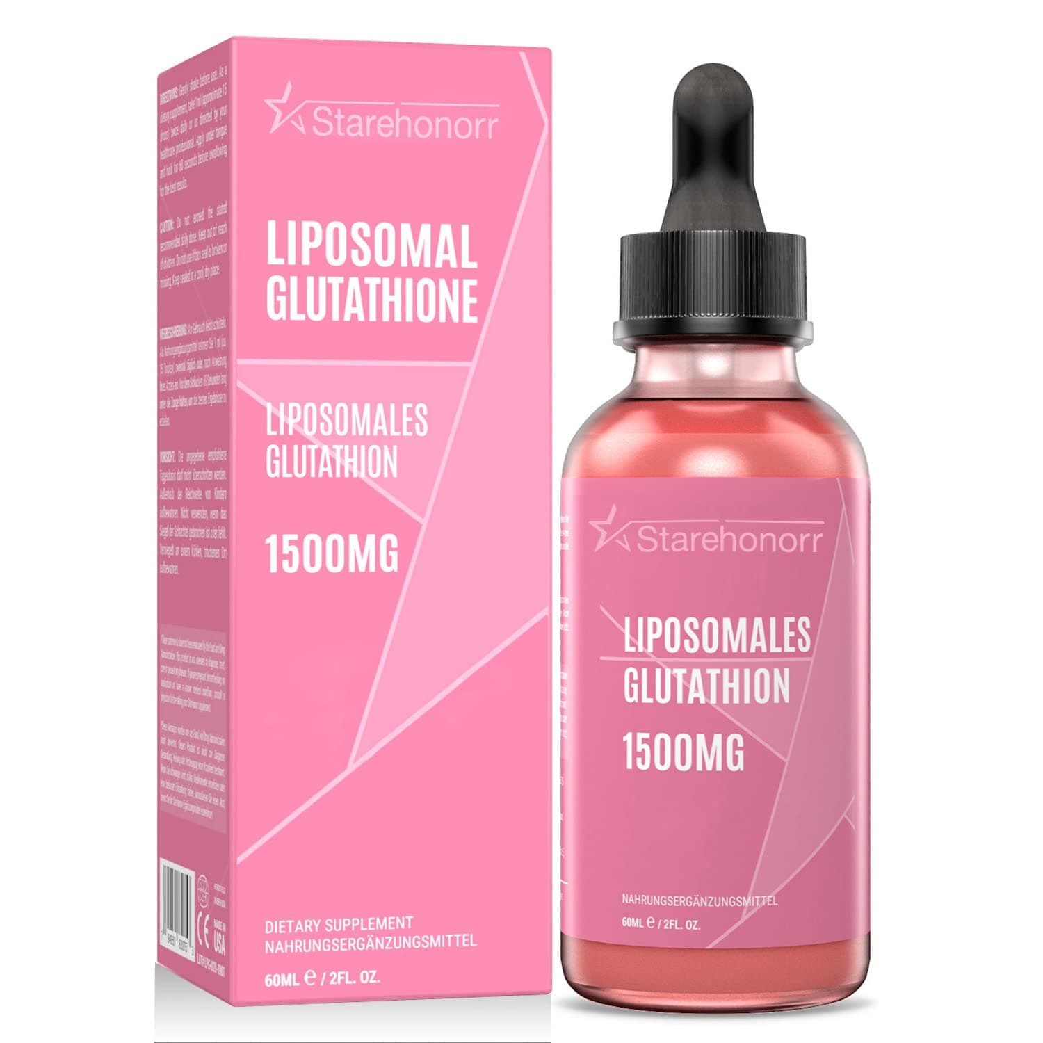 Liposomal Glutathione Liquid 1500 mg, Reduced Glutathione Supplement, 2.02 oz