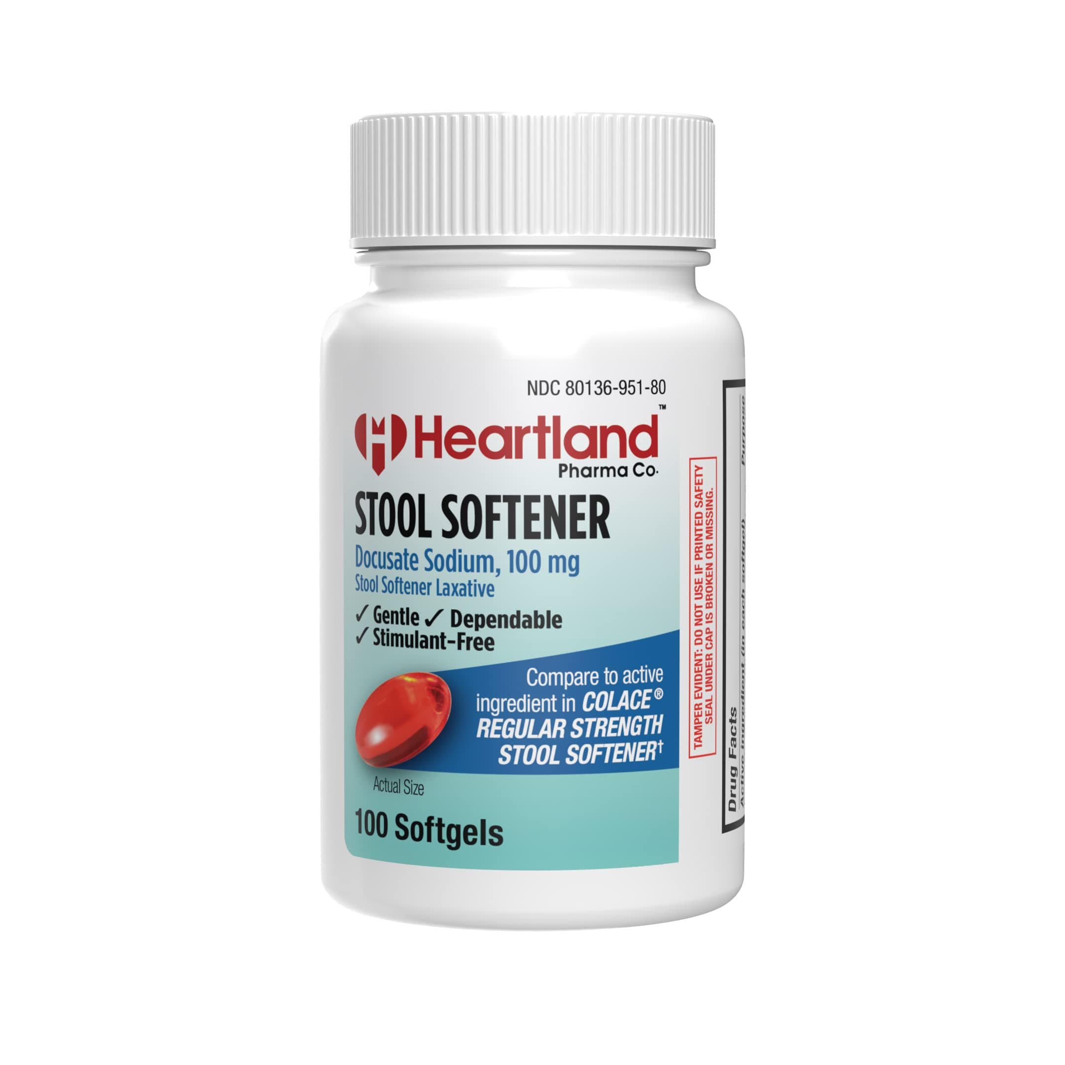 Docusate Sodium 100mg Softgels | Laxatives Stool Softener, Regular Strength | Gentle, Dependable & Stimulant-Free | 100 Count Bottle