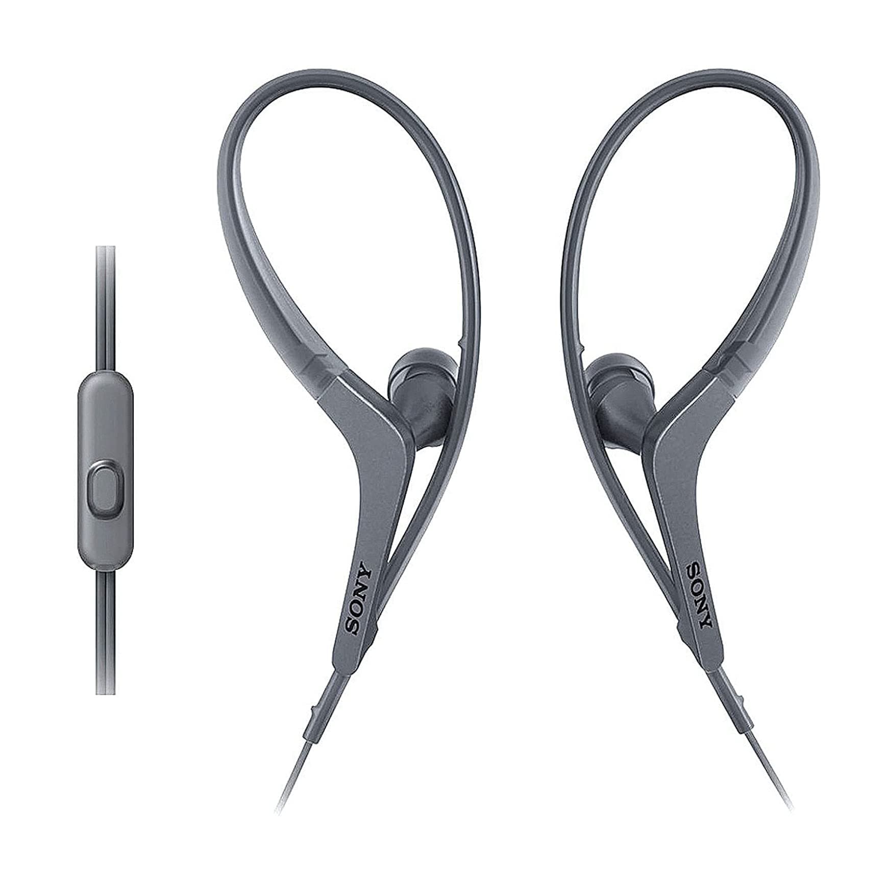 Sony MDR-AS410AP/B - Sport - Earphones with mic - in-Ear - Over-The-Ear Mount - Gray (MDRAS410AB)