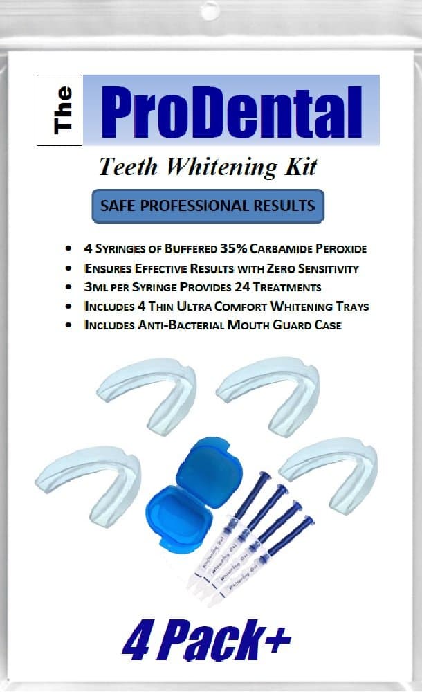 ProDental Professional Teeth Whitening Kit - Made in USA - Faster Results Than Tooth Whitening Strips, Pen, Powders and Toothpaste | Safe for Sensitive Teeth | Includes Gel and Trays for 24 Treatments