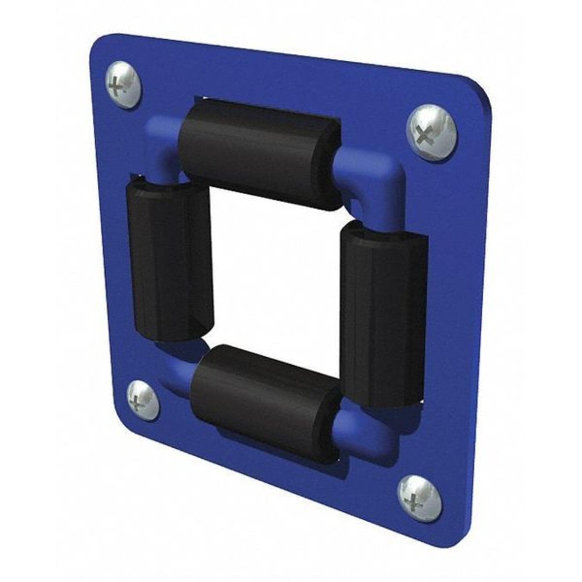 4RB Heavy Gauge Powder Coated Steel 4-Way Roller Bracket, 1/4"-3/4" Size, Blue
