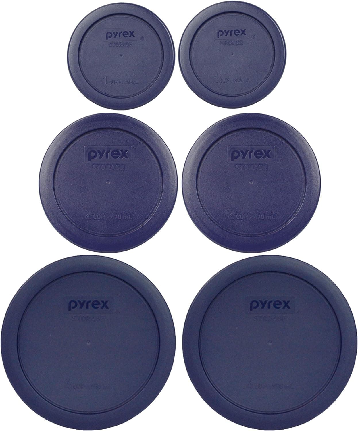 Pyrex (1) 7200-PC 2 Cup (1) 7201-PC 4 Cup (1) 7202-PC 1 Cup Blue Replacement Lids