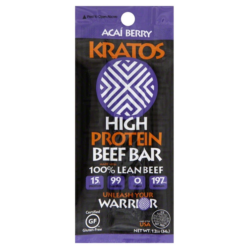 Kratos Protein Beef Bar, Acai Berry, 1.2 oz. bar, 12 count box
