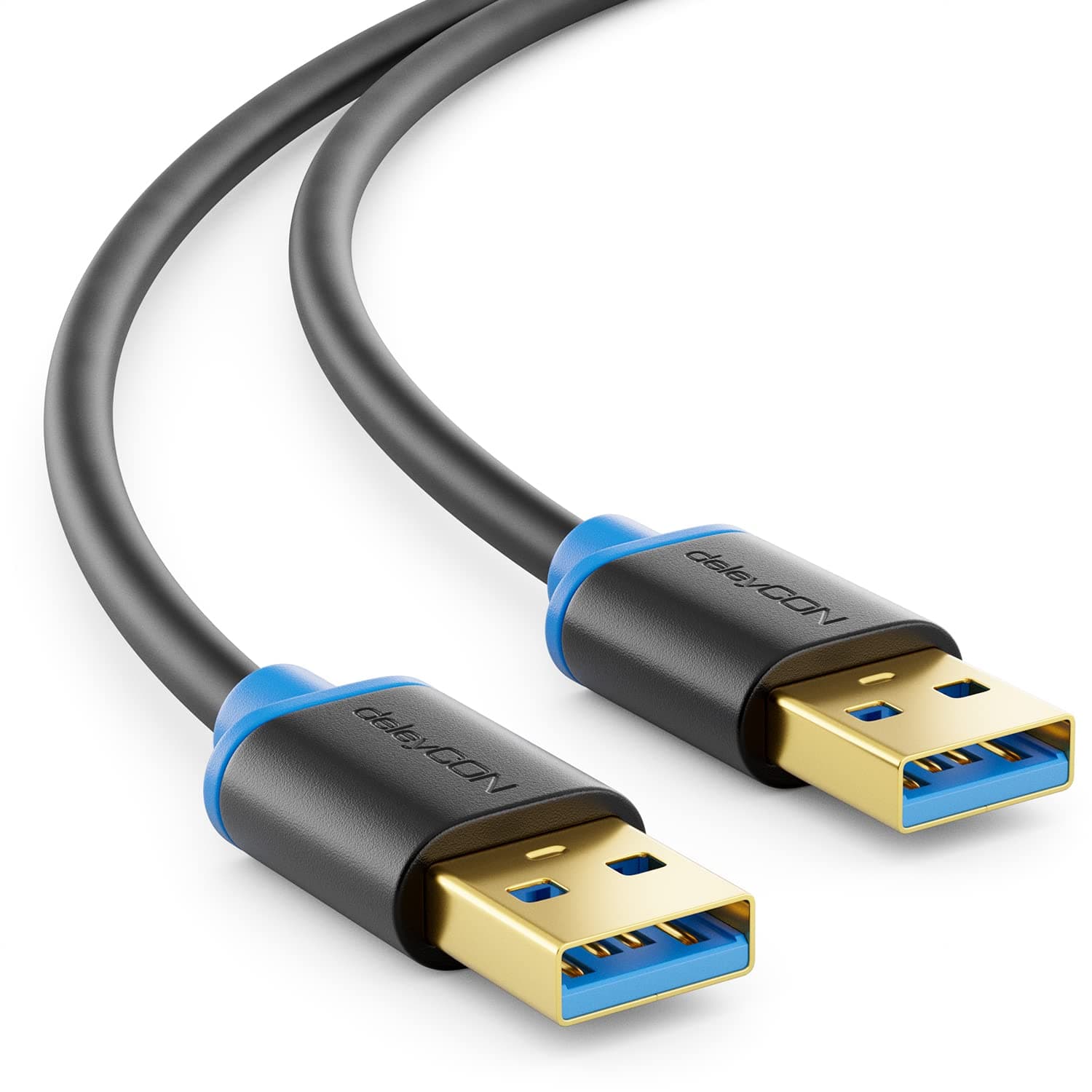 USB 3.0 Cable A/A, Black/Blue 1.5m