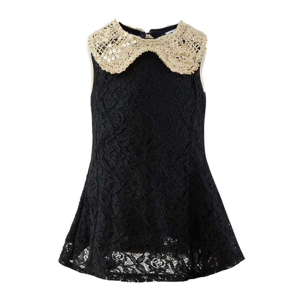 Baby Girl Princess Dress Sequins Collar Sleeveless Lace (Size6)