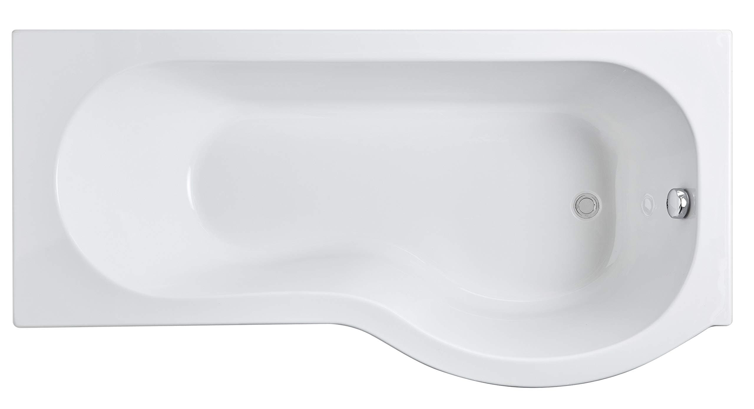 Nuie WBP1685R ǀ Modern Bathroom P Shaped Single Ended Shower Bath Right Hand, 1600mm x 850mm x 420mm, White, 1600mm