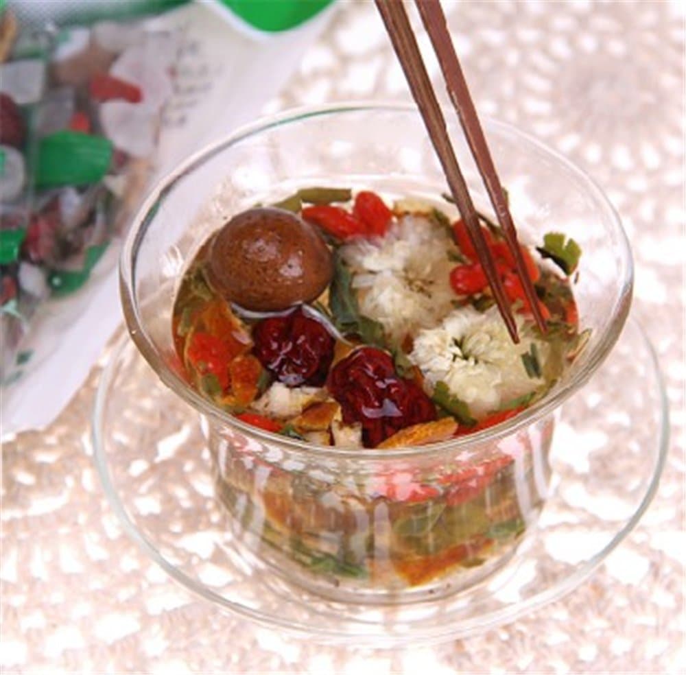 Helen Ou@ Hangzhou Specialty: Yi Jiangnan Herbal Flower Tea Combination with Longjing Eight Treasures Tea 120g/4.24oz/0.26lb (10 Bags of 12g/0.42oz/0.03lb * 10 Bags)