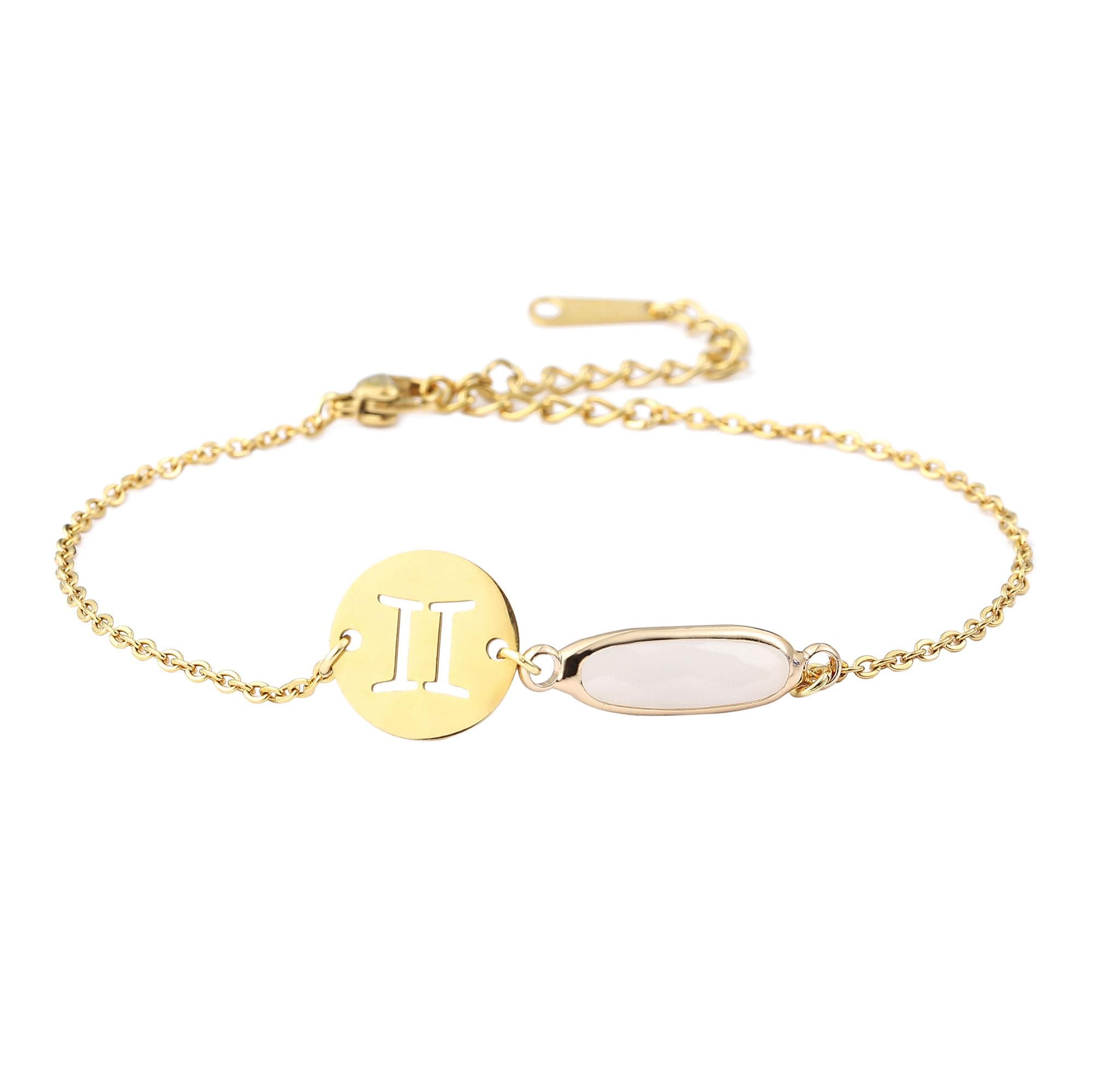 14k Gold Plated Zodiac Birthstone Bracelet, Horoscope Sign Charm Link Bracelet for Women Girls' Birthday Gift