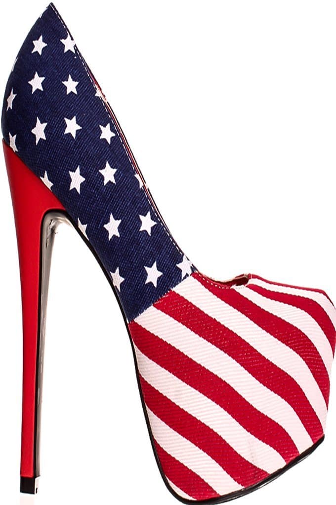 Lolli Couture Faux Leather Platform HIGH Heels 6 AMERICANFLAG