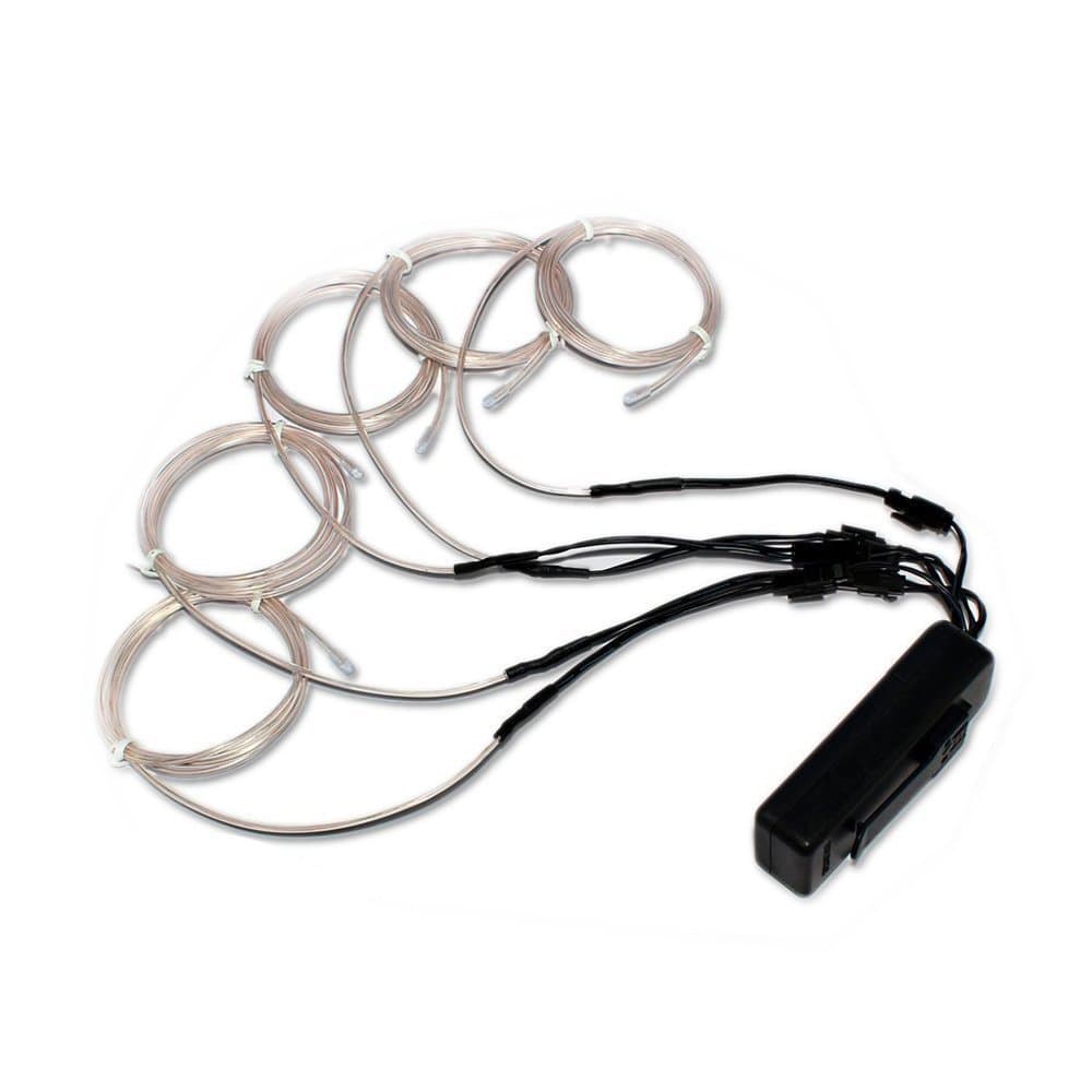 EAWELL 5 X 1 metre Brand New Bright Electroluminescent Wire (EL Wire) (White)