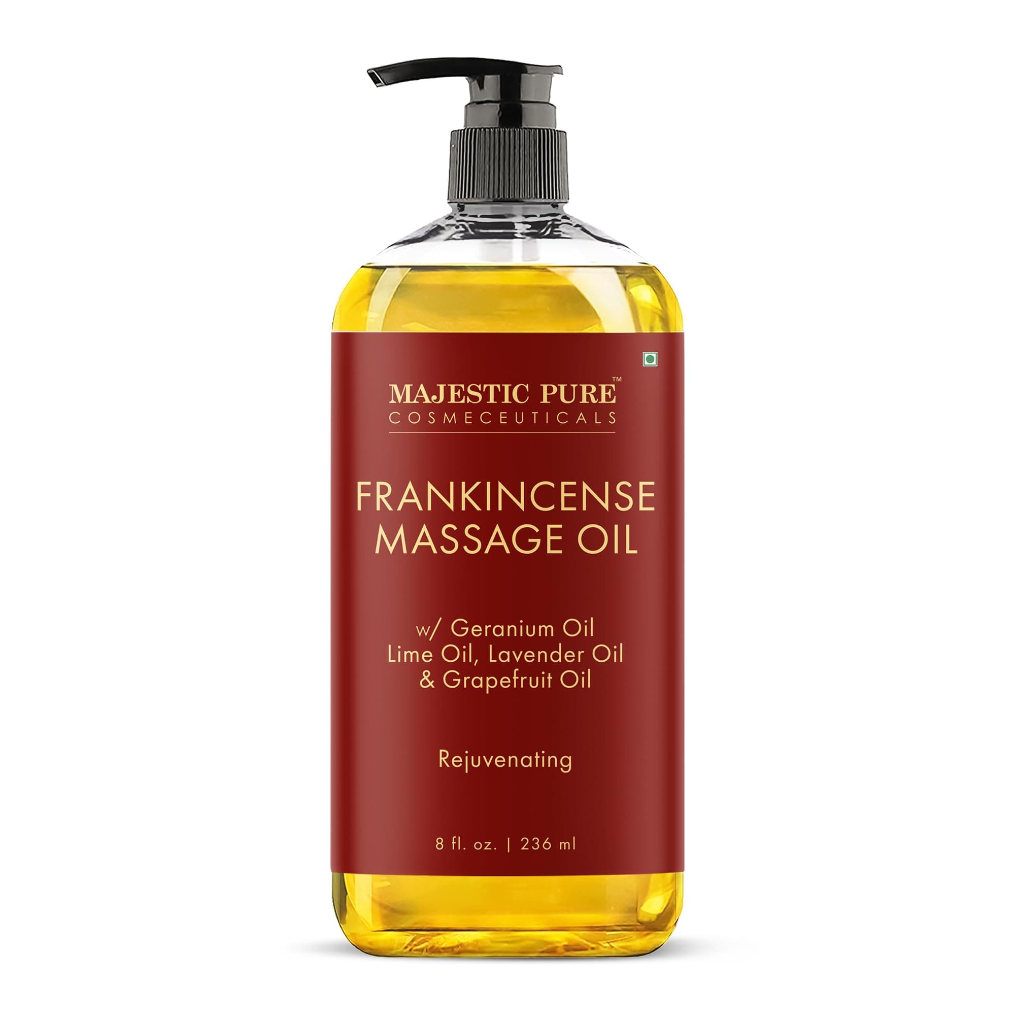 MAJESTIC PURE Frankincense Scar & Stretch Massage Oil for Massage Therapy- Refreshing and Relaxing- Natural Oils with Frankincense Essential Oil- All Skin Types- Men and Women Massage Lotion- 8 fl oz