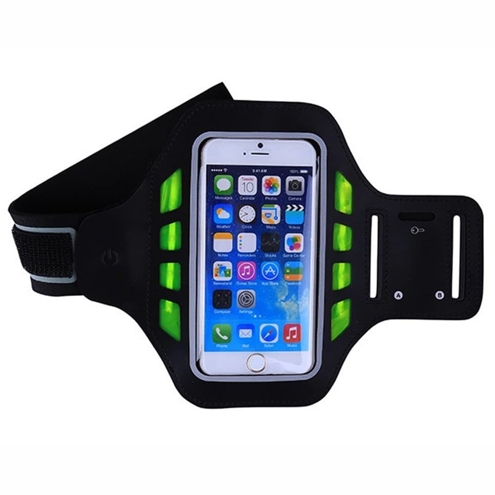 ACCKY Sport Exercise Armband with Key Holder and LED Lights for Workout and Running in the Dark, Touch Sensitive, Prevent sweat，iPhone 6s/ 6s Plus/ 6/ 6 Plus/ 5s/ 5,Samsung Galaxy/ Note，black