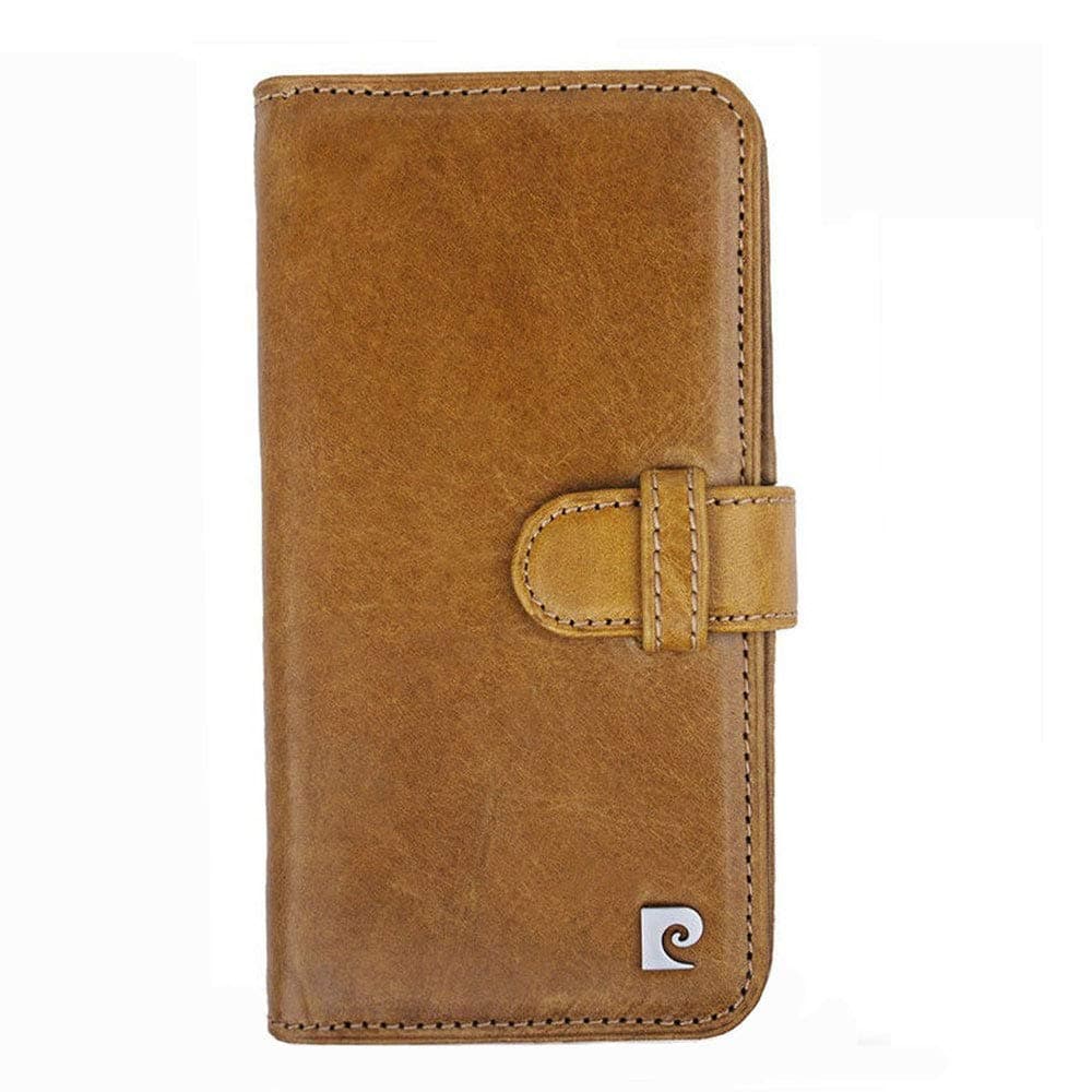 iPhone XR Wallet Case, Pierre Cardin Detachable Genuine Leather Wallet & Case Combo, Compatible Apple iPhone XR - Brown