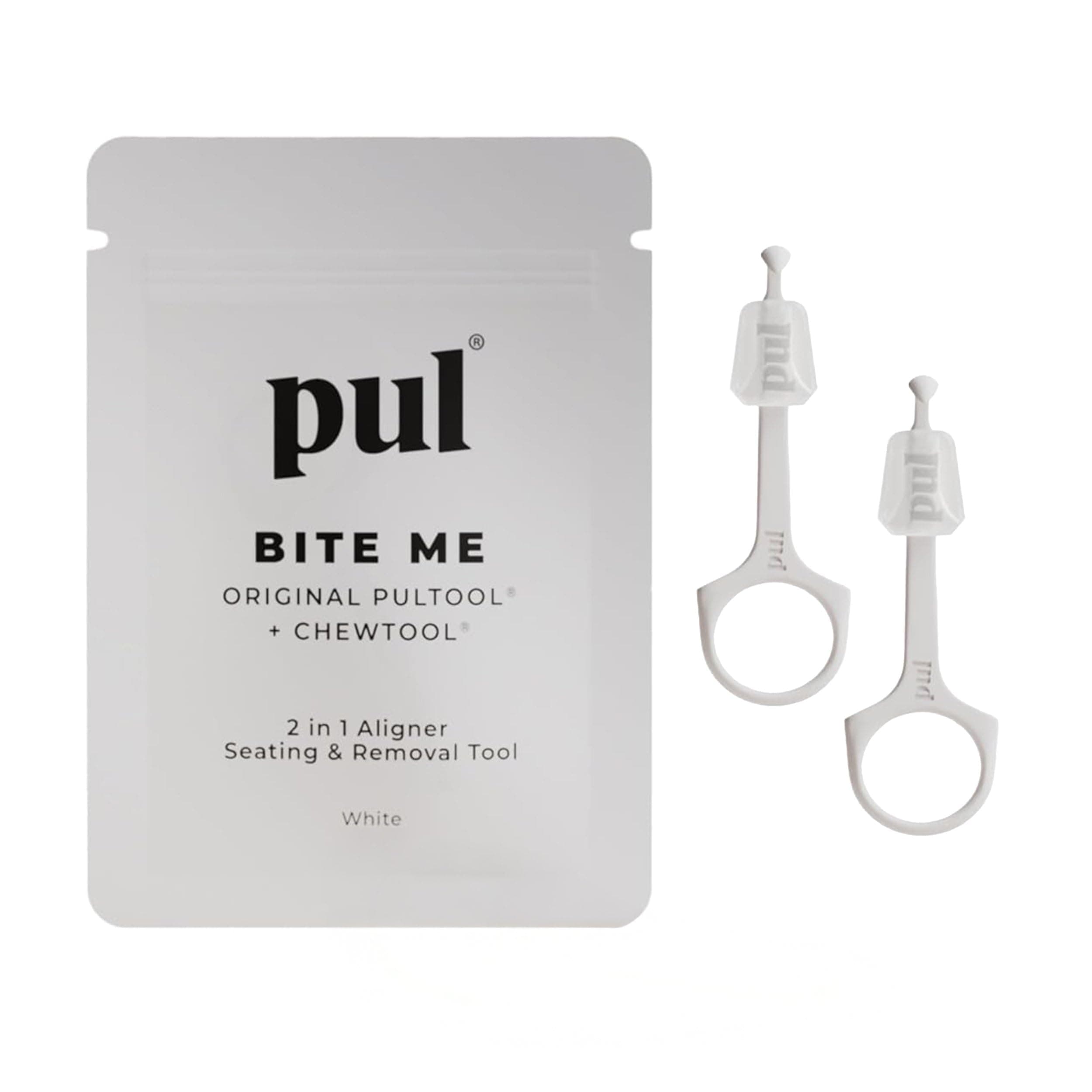 PUL 2-in-1 Clear Aligner Chew Tool & Removal Tool - White | Orthodontic Chewie + Remover Combo | Hygienic, Reusable, BPA-Free Dental Accessory for Invisalign