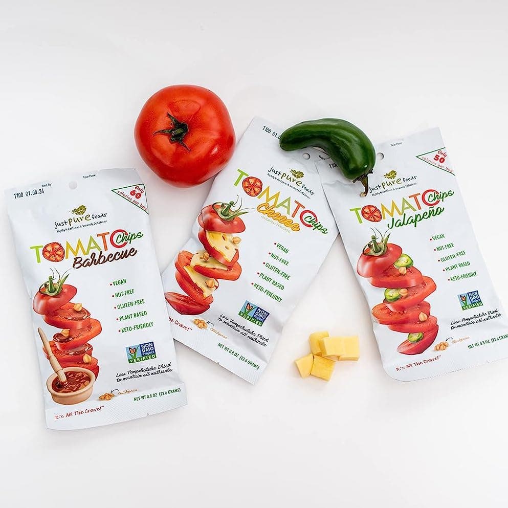Just Pure Foods Tomato Chips Healthy Vegetables Snacks Variety Pack - Keto-Friendly, Vegan Snack, Gluten Free Snacks, Low Carb Snack, Non-GMO, 72-Pack