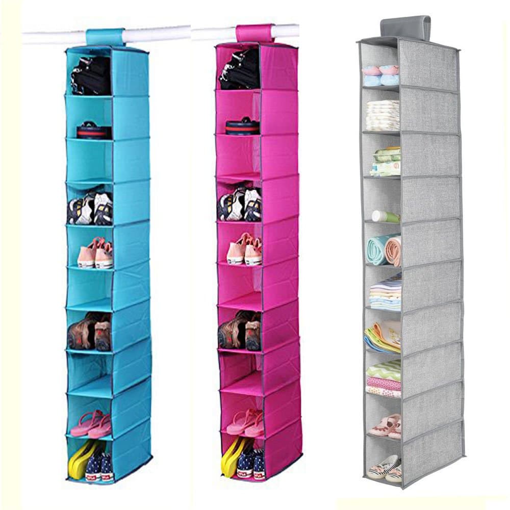 Homefun 10-Shelf Hanging Closet Organizer Friendly Closet Cubby, for Clothes Storage and Accessories & Handbag Organizer, Shoe, Toys - Keep Your Wardrobe in order(10 Units)