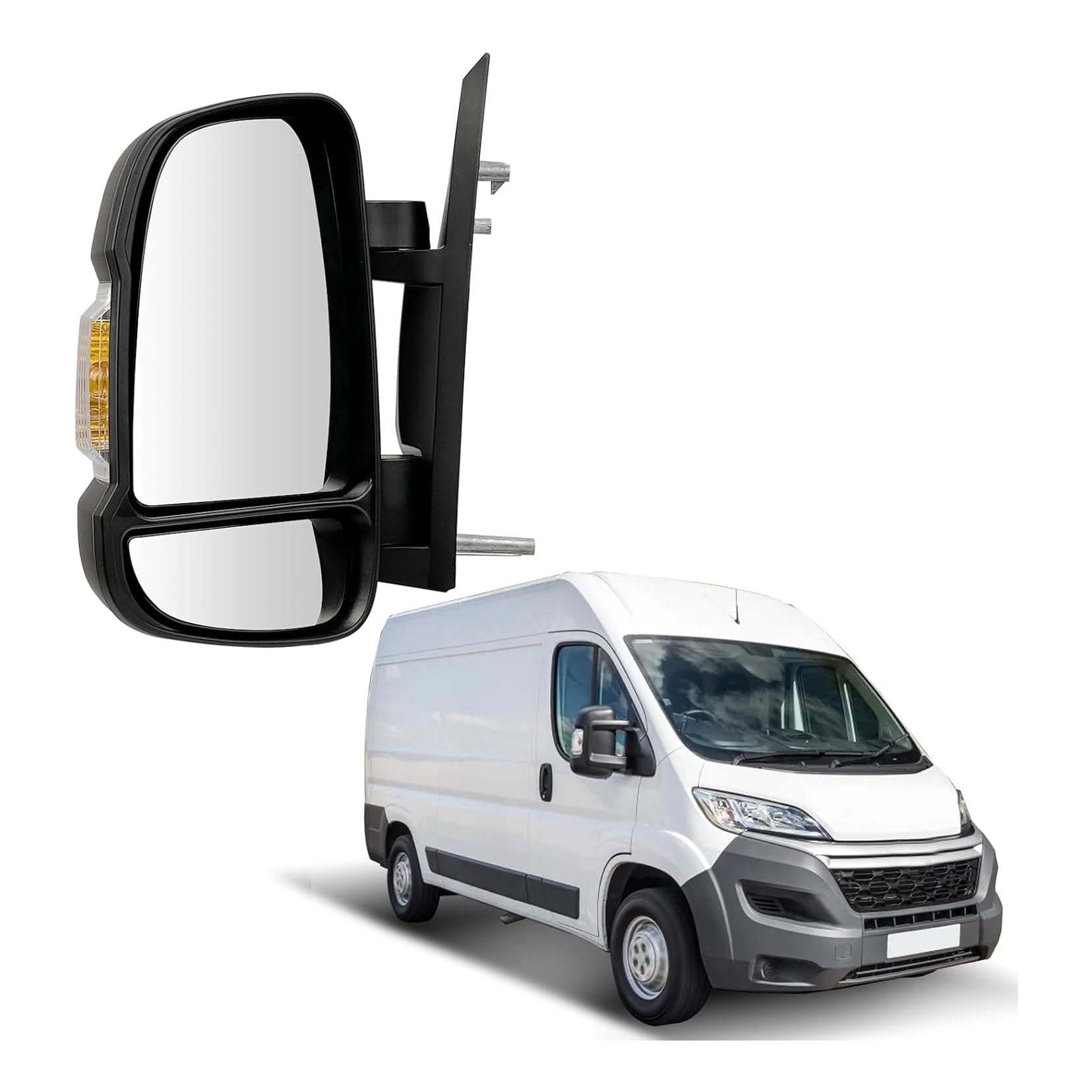 Fits PEUGEOT BOXER 2006 > 2024 SHORT ARM ELECTRIC WING MIRROR HEATED BLACK COVER With INDICATOR PASSENGER SIDE