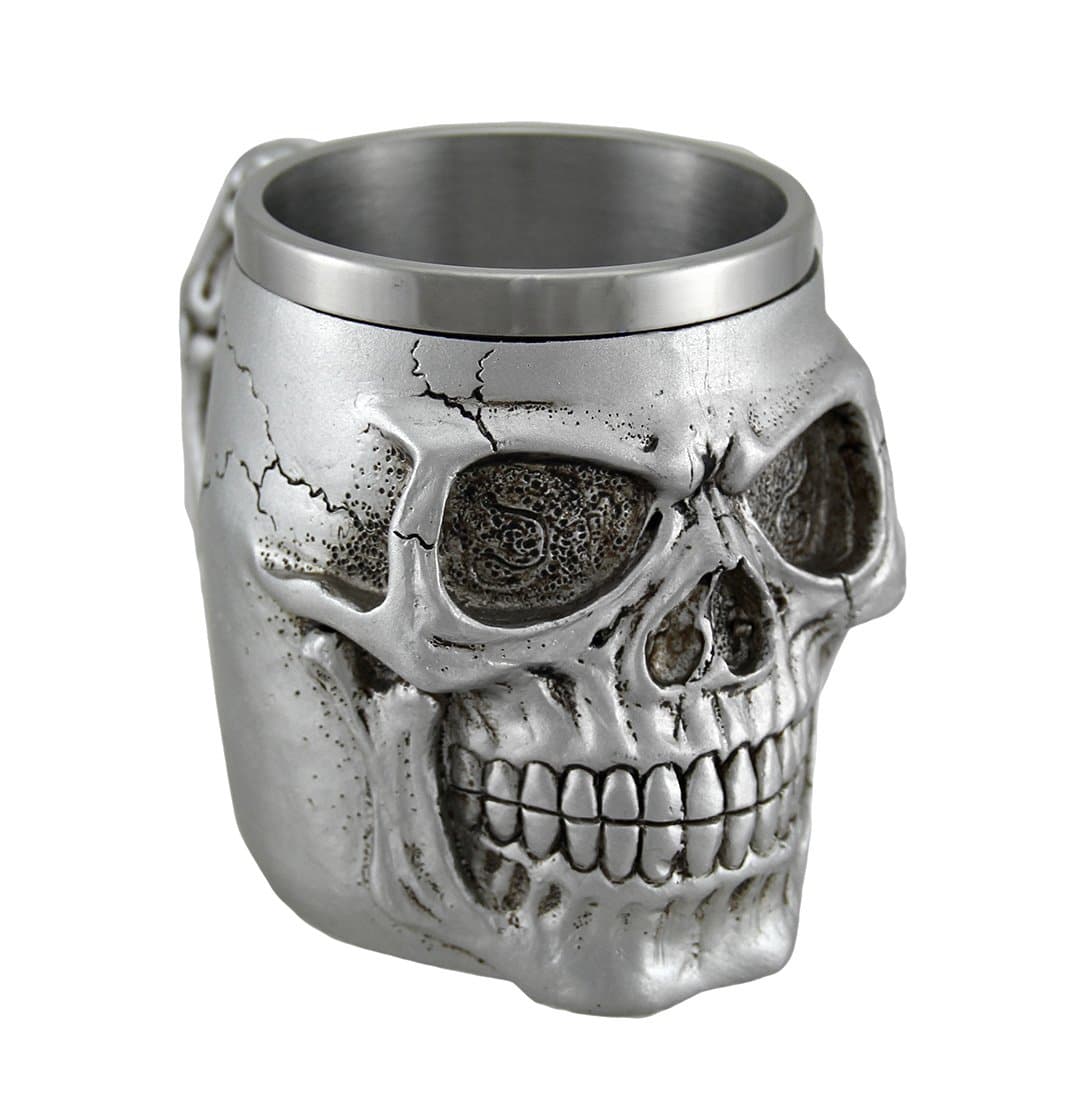 Zeckos Polyresin Skull Coffee Mug (Silver, One Size)