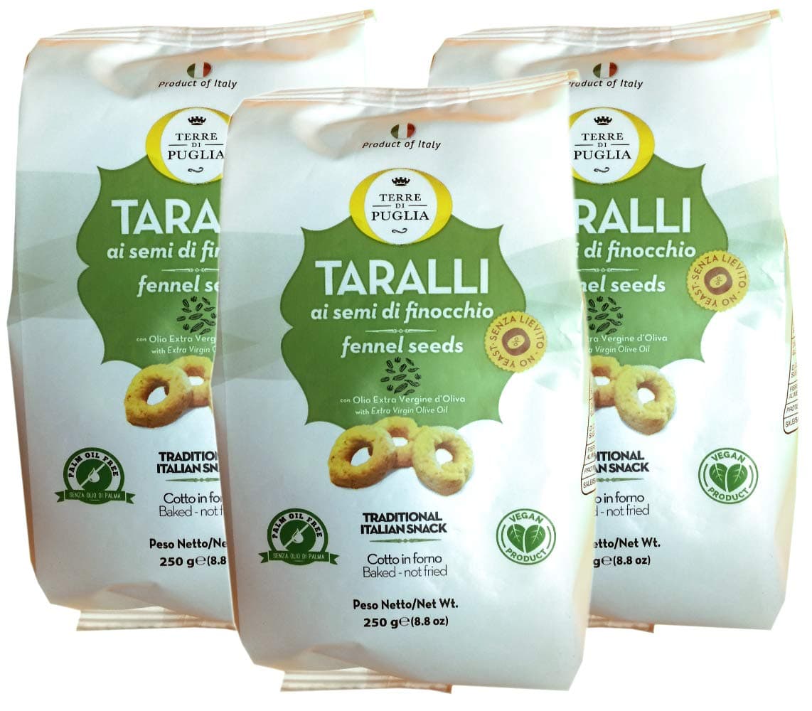 Baked Taralli Fennel Seeds Snack, 8.8 oz (Pack of 3)
