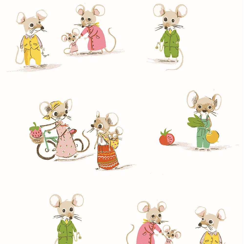 Windham Fabrics Heather Ross Country/City Mouse White Fabric Fabric by the Yard