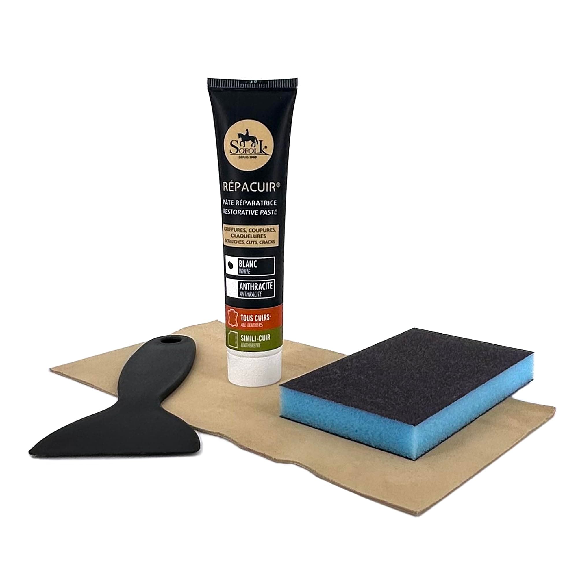 SOFOLK Repair Kit for Cracks in Leather, Sofas, Car Seats etc.