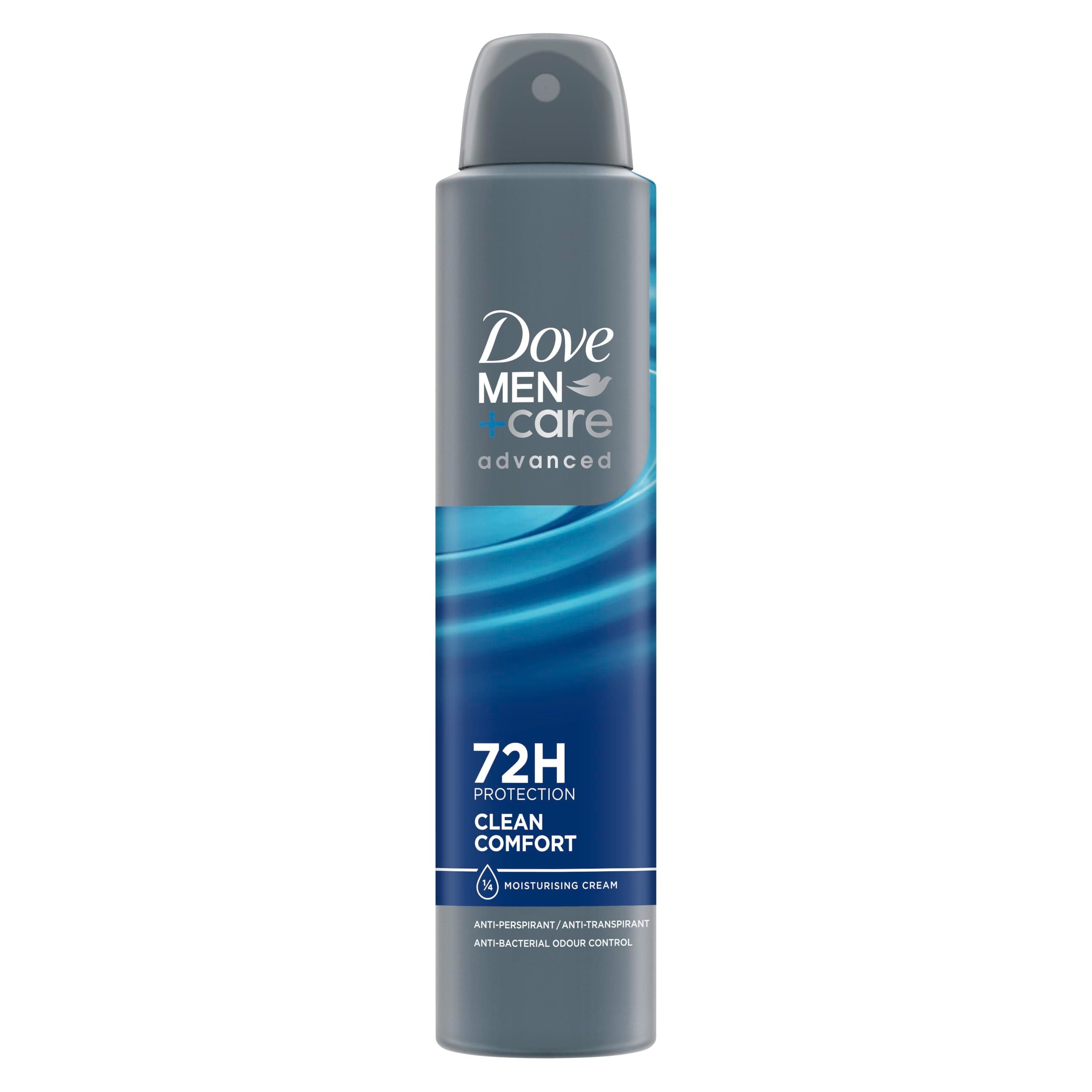 Dove Men+Care Advanced Clean Comfort Anti-Perspirant Aerosol Deodorant Spray with Anti-Odour technology & ¼ moisturising cream for 72 hour protection against sweat and odour 200 ml