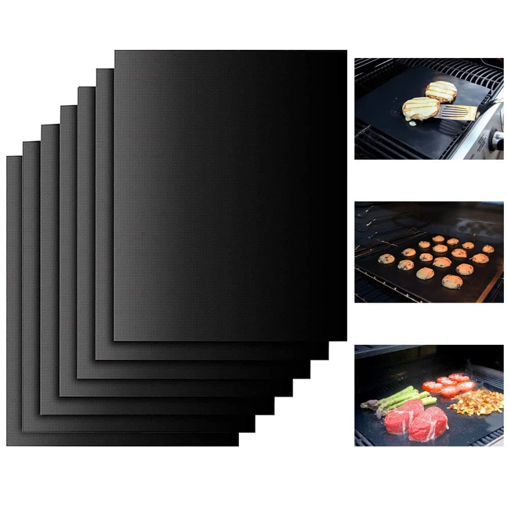 Miaowoof Grill Mat Set of 7-100% Non-Stick BBQ Grill Mats, Heavy Duty, Reusable, and Easy to Clean - Works on Electric Grill Gas Charcoal BBQ-15.75 x 13 Inch