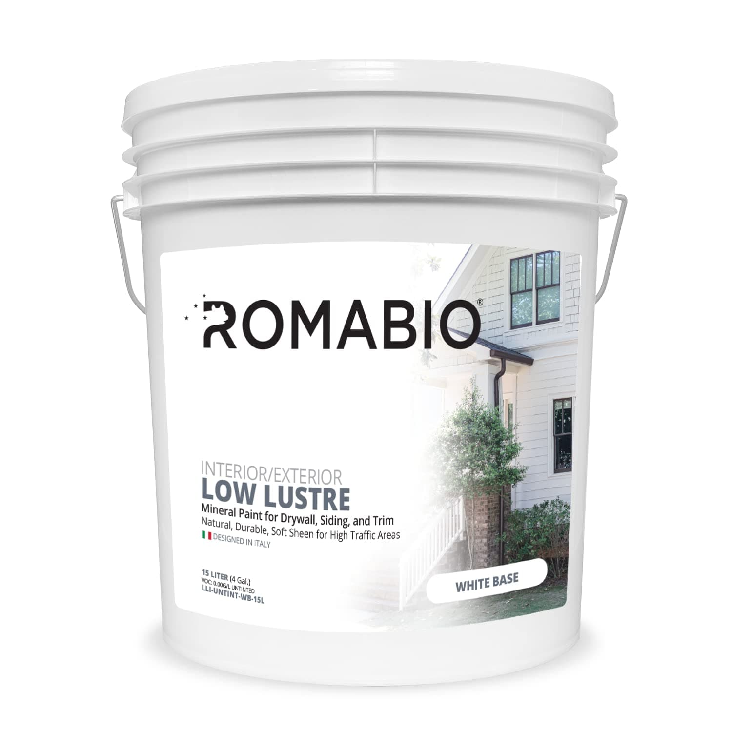 Romabio Low Lustre Interior/Exterior, Mineral-Based Paint (15 Liter, Feather)