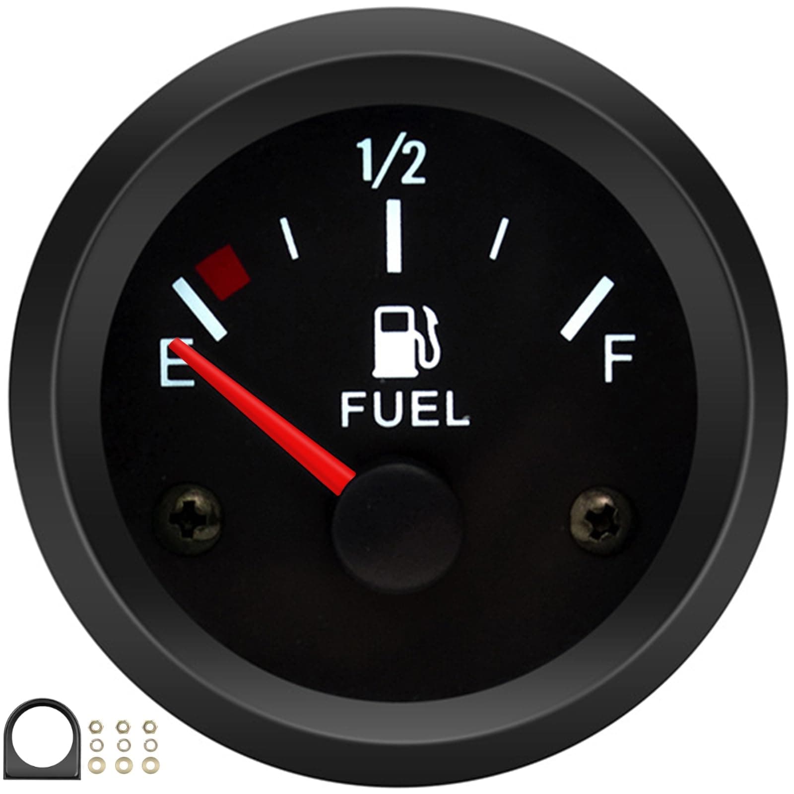 2" Universal Fuel Gauge Kit, E-1/2-F Pointer Fuel Level Gauge Meter Kit with LED Backlight, DC 12V Fuel Tank Meter for Ships Car Truck Vehicle Automotive (Red Pointer)