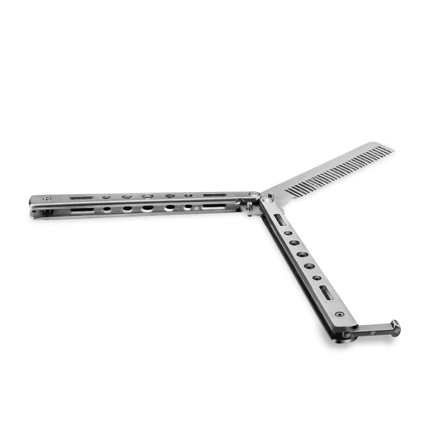 Butterfly Knife Trainning Practice Comb Unsharpened Blade (Silver-Comb)