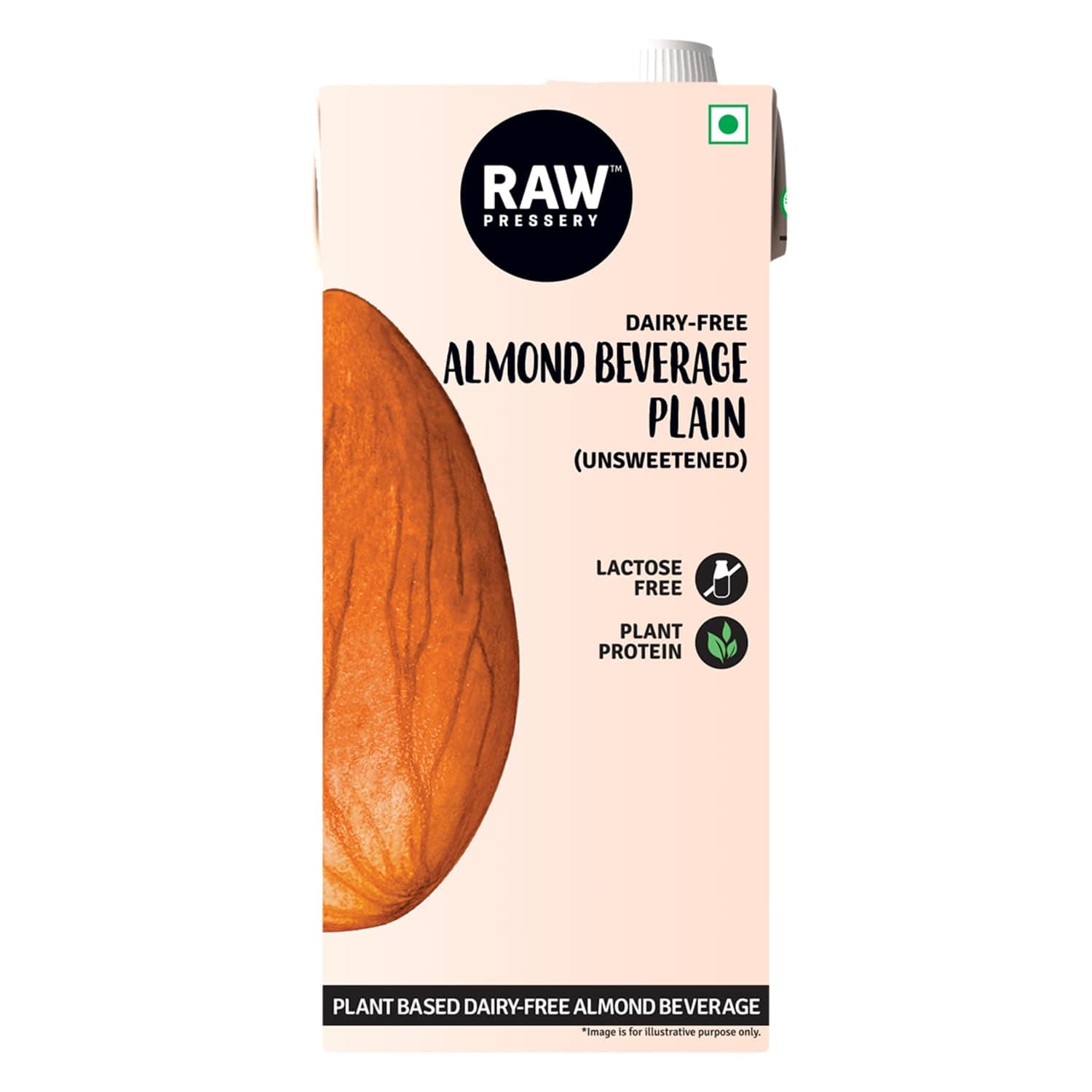 Raw Pressery Almond Beverage Plain, 1000 ml| Unsweetened