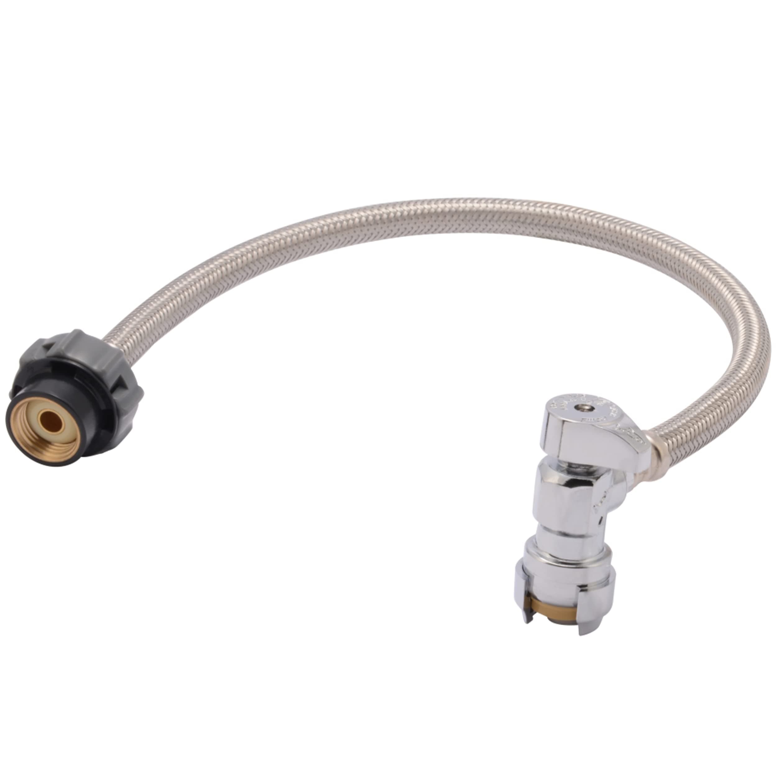 SharkBite1/2 Inch Angle Stop x 1/2 Inch NPSM Click Seal Faucet Connector x 20 Inch, Push to Connect Brass Plumbing Fitting, PEX Pipe, Copper, CPVC, PE-RT, HDPE, 24657