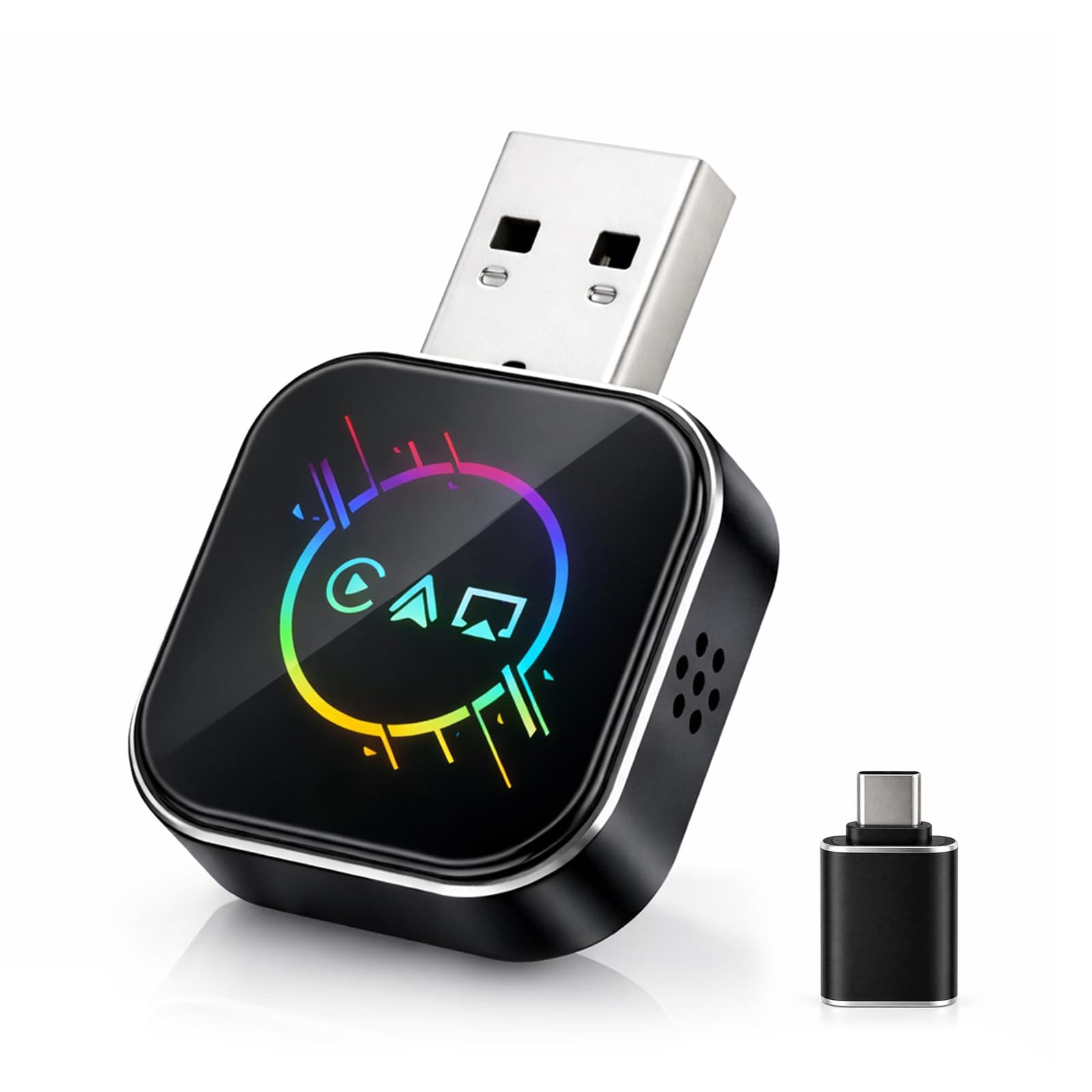 ELECROW Wireless CarPlay Adapter for iPhone＆Android - 3 in 1 Dual Band WiFi 2.4G/5G & Bluetooth 5.3 Airplay Mirror Link CarPlay Dongle with USB-A/Type-C Port, Plug & Play, OTA Update