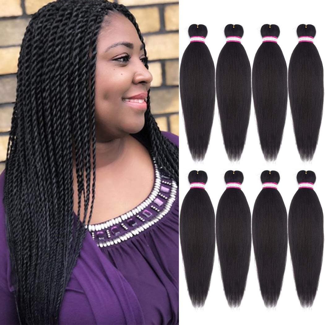 Dark Brown Braiding Hair Pre Stretched 20 Inch 8 Packs Braiding Hair Extensions for Crochet Box Braids Twists Locs Hair Itch Free Soft Yaki Texture Hot Water Setting (20inch,#4)