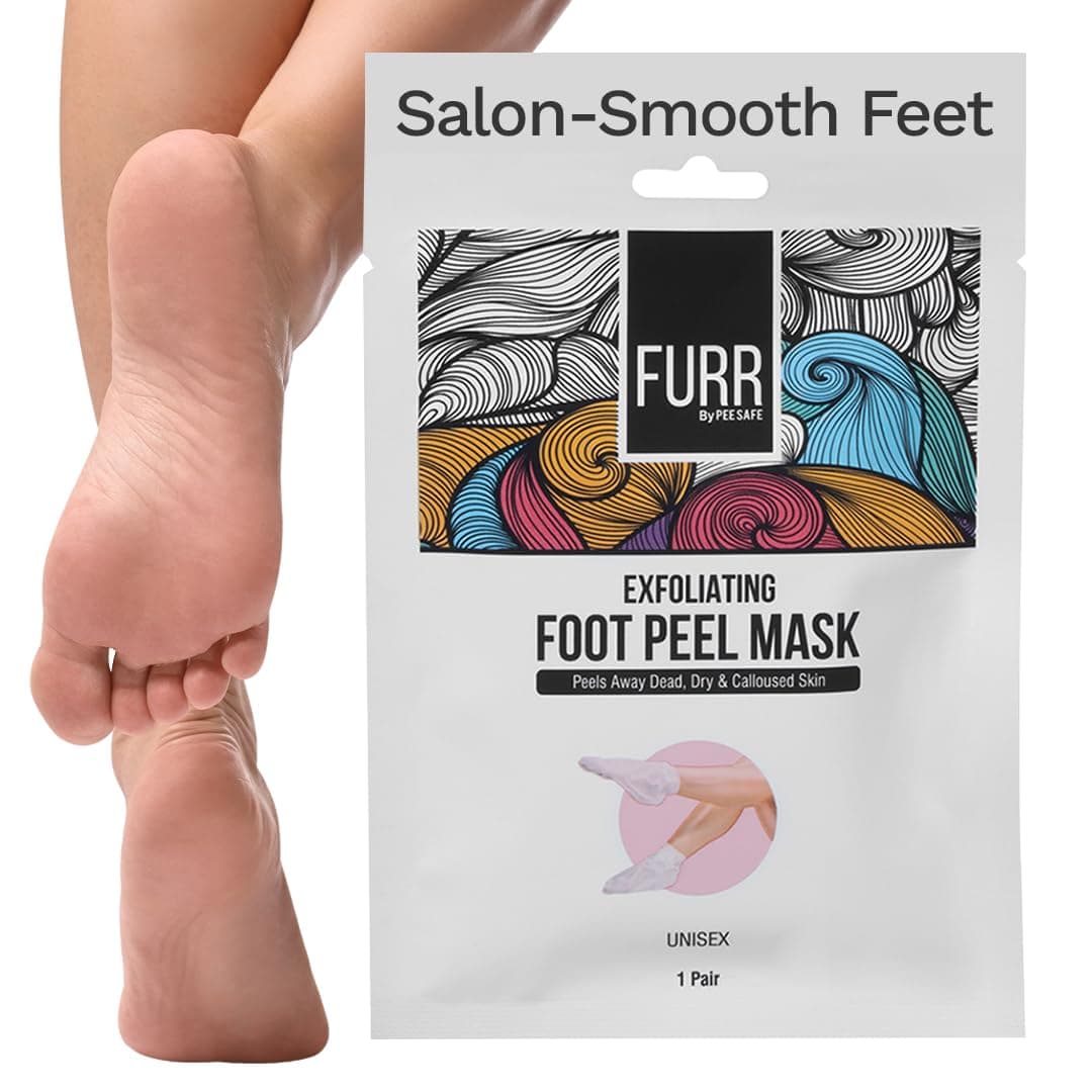 FURR Glycolic Acid & Salicylic Acid Peeling & Exfoliating Foot Mask | Reduces Dry Skin & Hard Calluses| Exfoliates,Moisturizes & Hydrates Feet | Nourishing Foot Mask | Fits Like Socks | Unisex