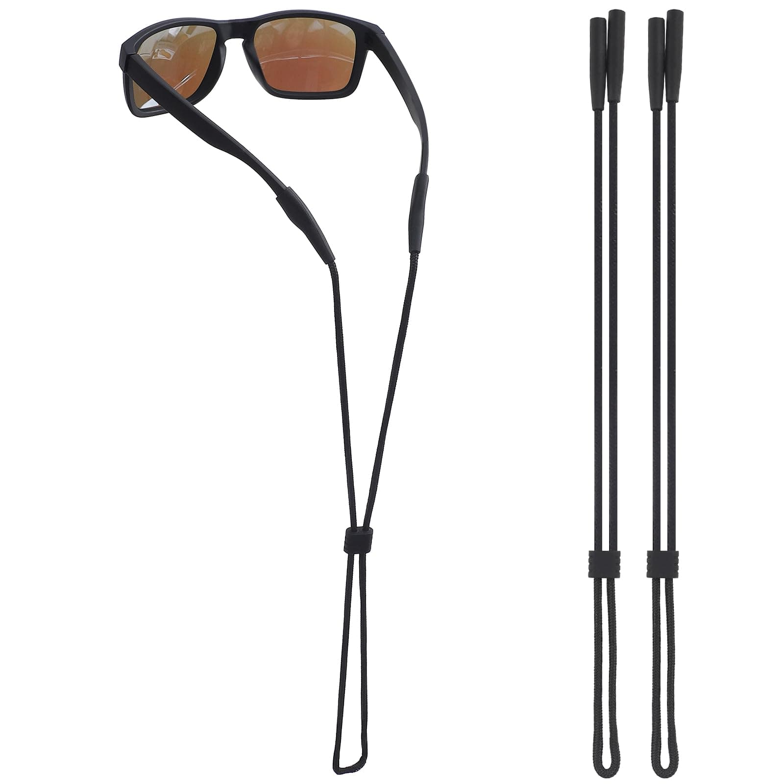 Eye Glasses Holder Strap - Sunglasses Straps Cords for Men Women Kids - Eyeglass Holders Around Neck - Eyewear String Lanyard Retainer - 2 PCS（Black