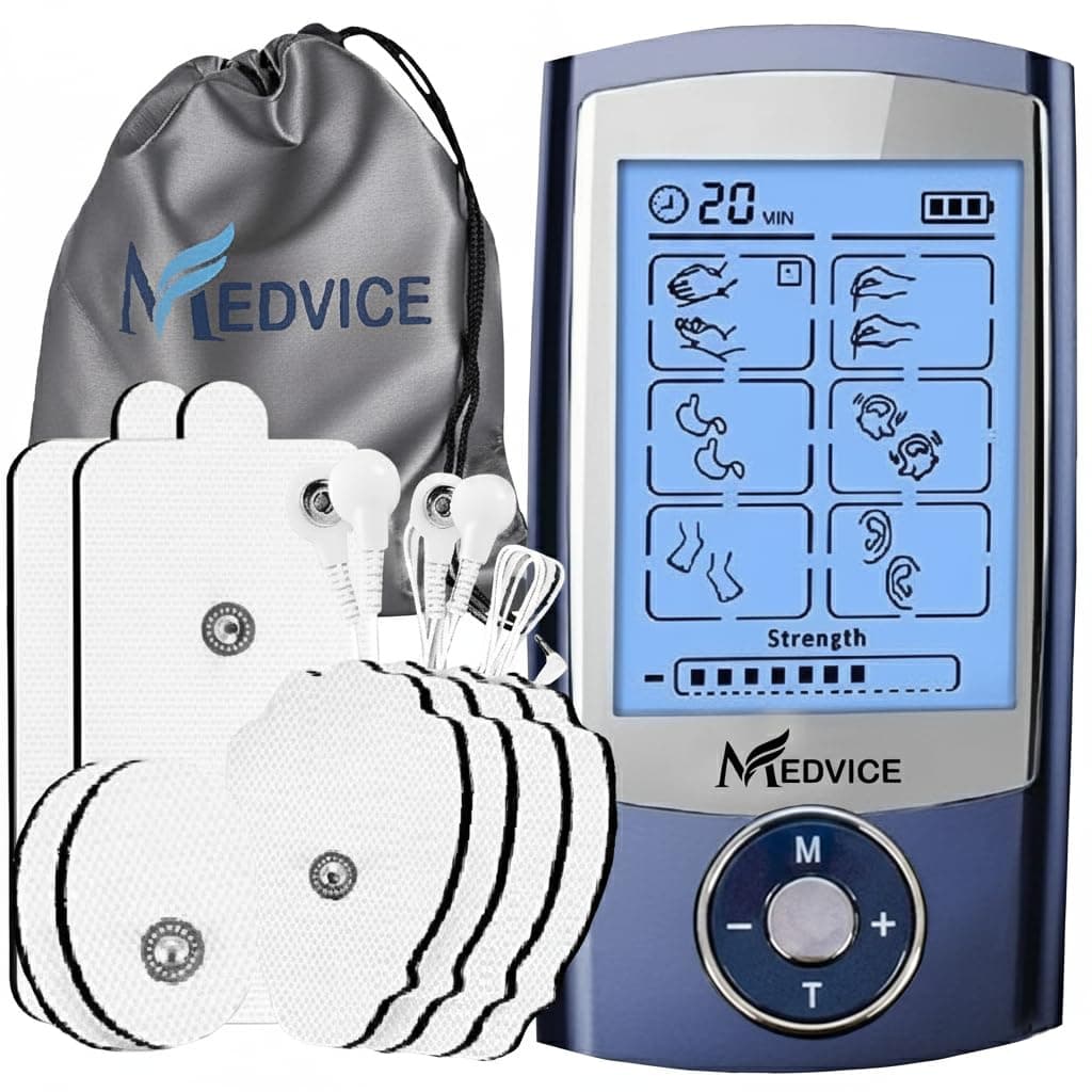 Rechargeable Tens Unit Muscle Stimulator, 2nd Gen 16 Modes & 8 Upgraded Pads for Natural Pain Relief & Management, FDA Cleared Electric Pulse Impulse Mini Massager Machine