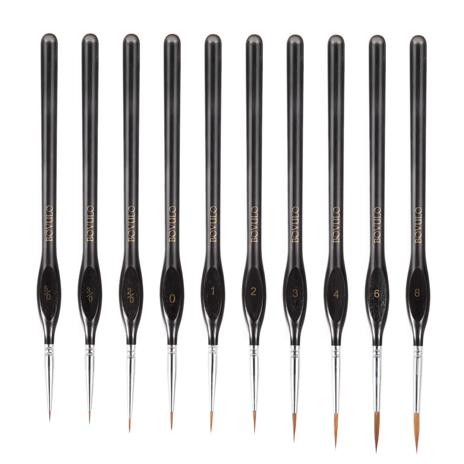 10PCS Detail Paint Brush Set - Durable Miniature Painting Brushes, Micro Paint Brushes for Warhammer 40k Miniature Figure, Model Painting, Fine Detailing, Art Painting by BOVULO Elegant Black