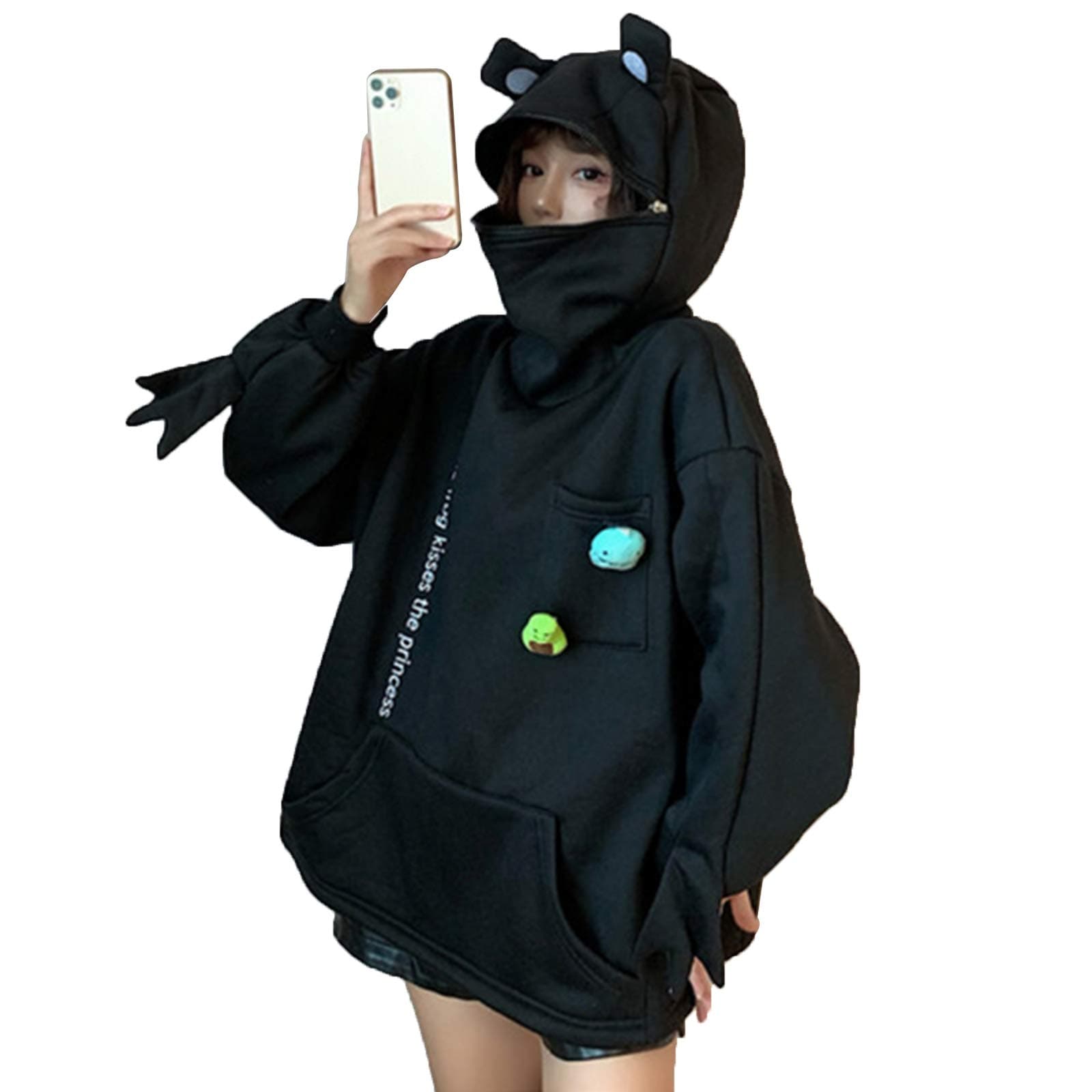 FeMereina Women Cute Shark Hoodie Long Sleeve Blue Kawaii Animal Shark Shape Hooded Pullover Oversized Aesthetic Sweatshirts for Teen Girls