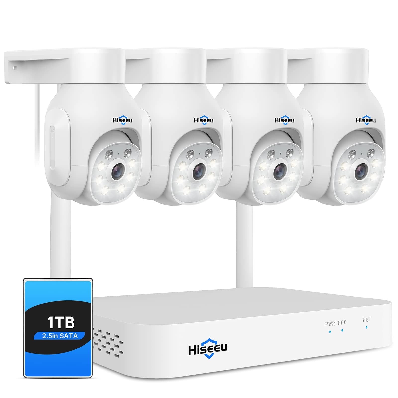 【10Channels+1TB HDD】Hiseeu 5MP CCTV Security Camera System,10CH CCTV Camera System with 1TB HDD NVR and 4X5MP WiFi IP Camera With Color Night Vision,2-Way Audio,Motion Tracking,Remote Access