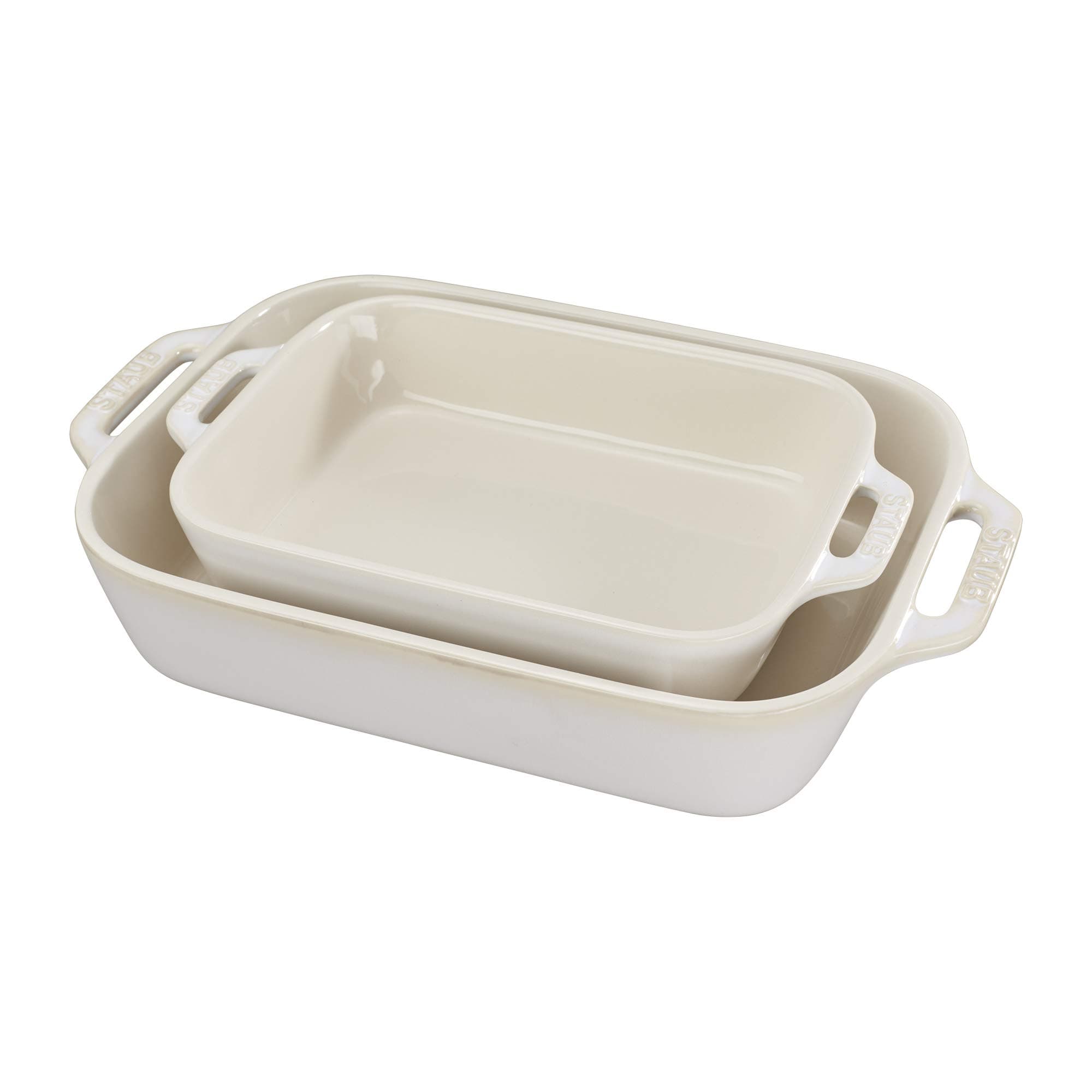 Ceramics Rectangular Baking Dish Set, 2-piece, Rustic Ivory