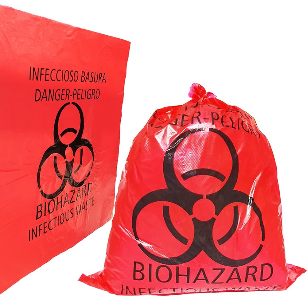 Red Biohazard Waste Bags,20pcs 16.5x20in/42x51cm Medical Action Infectious Waste Bag With Hazard Symbol Disposable Hazardous