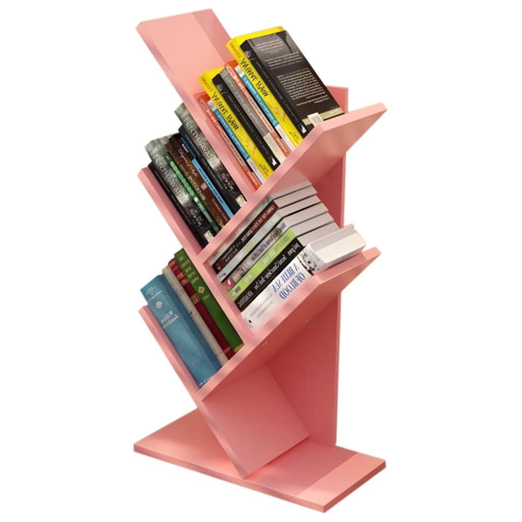 Desktop Bookshelf Student Desktop Small White Bookshelves Storage Shelves Children's Bookshelf Office Shelves Bookshelf textbooks Double Shelves Wild Storage cabinets (Color : Pink)