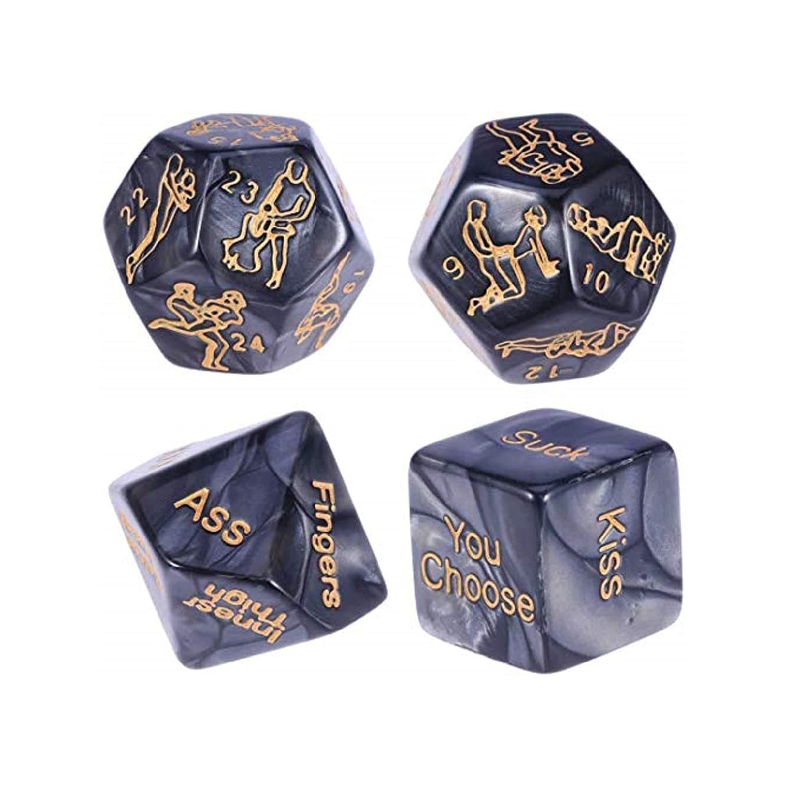 Decision dice,Funny Decision dice Game for Lovers,Romantic Role Playing Dice Party Dice Game Dice, Marbling Funny Decision dice Game Role Playing Dice,Valentine's Day Gift for Party4 Pcs (Black)
