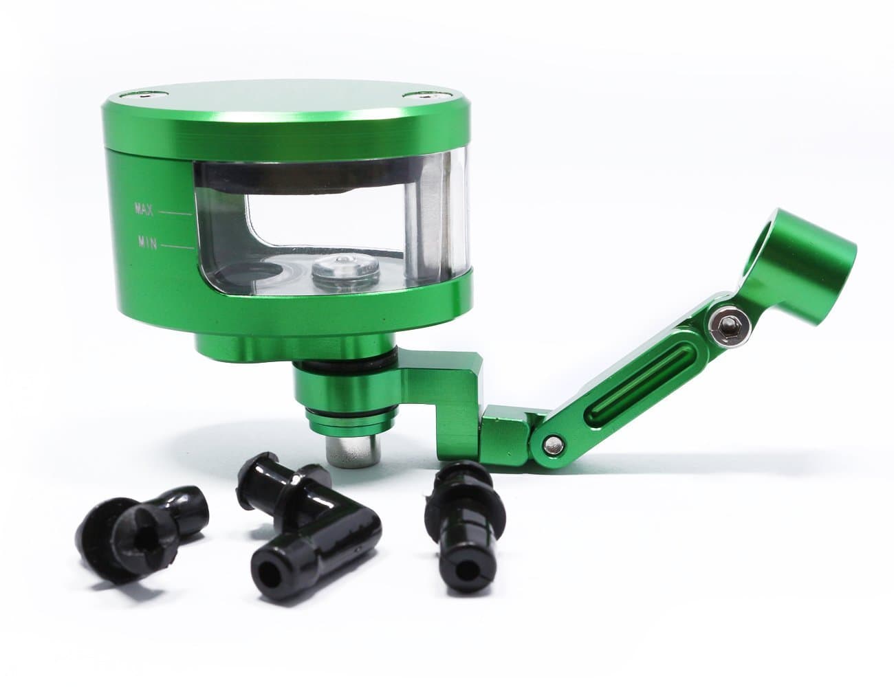 Motorcycle CNC Brake Clutch Master Cylinder Fluid Oil Reservoir Tank Cap+Bracket for Kawasaki Z750 Z800 Z1000 ZX6R ZZR600 ZX10R ZX14R (Green)