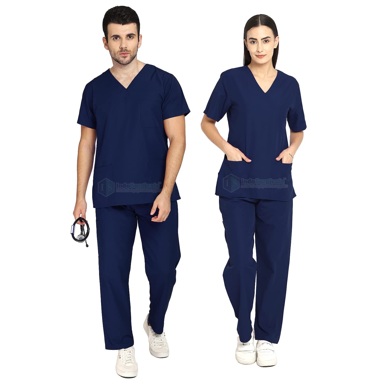 Unisex Scrub Suit for Surgeons, Hospital OT Dress (L, Navy Blue)