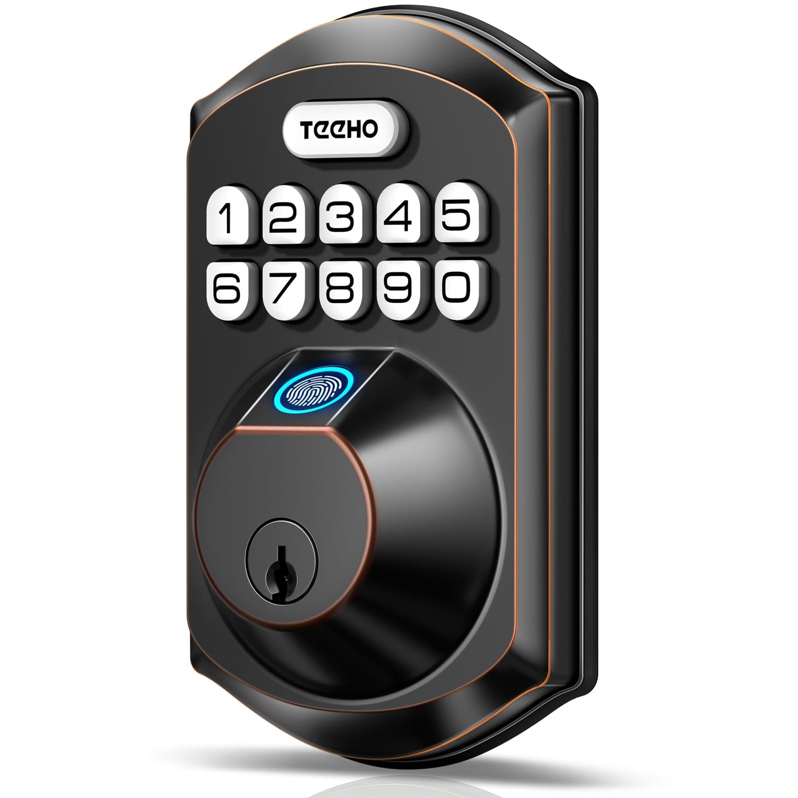 TEEHO TE002 Fingerprint Door Lock - Keyless Entry Door Lock with Keypad - Electronic Deadbolt Keyed Entry - Front Door Lock - Combination Door Lock - Easy Installation - Oil-Rubbed Bronze